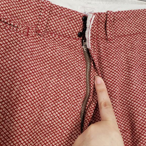 Garbstore Chino Shorts Mens 32 Red Pattern 10" Luxury Cotton Summer Japan London - Picture 15 of 16